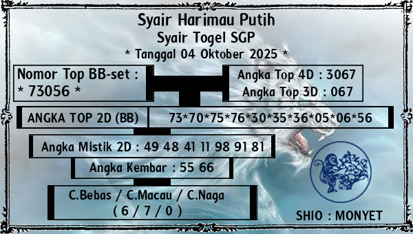 Syair Harimau Putih - Syair Togel SGP