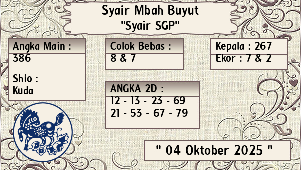 Syair Mbah Buyut - Syair SGP